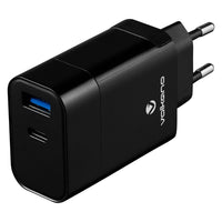 Load image into Gallery viewer, Black Volkano Express Series QC3 PD Wall Charger with dual ports and sleek design
